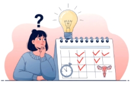 Mujer duda si es la regla o el sangrado de implantación junto a un calendario